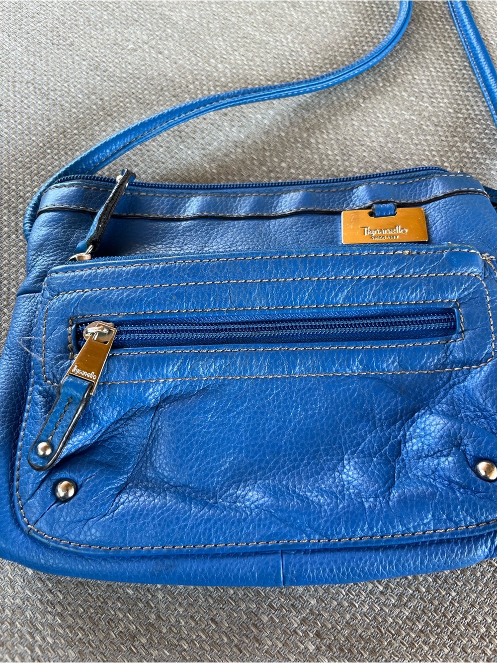 Tignanello Electric Blue Leather Crossbody Bag - Picture 2 of 6